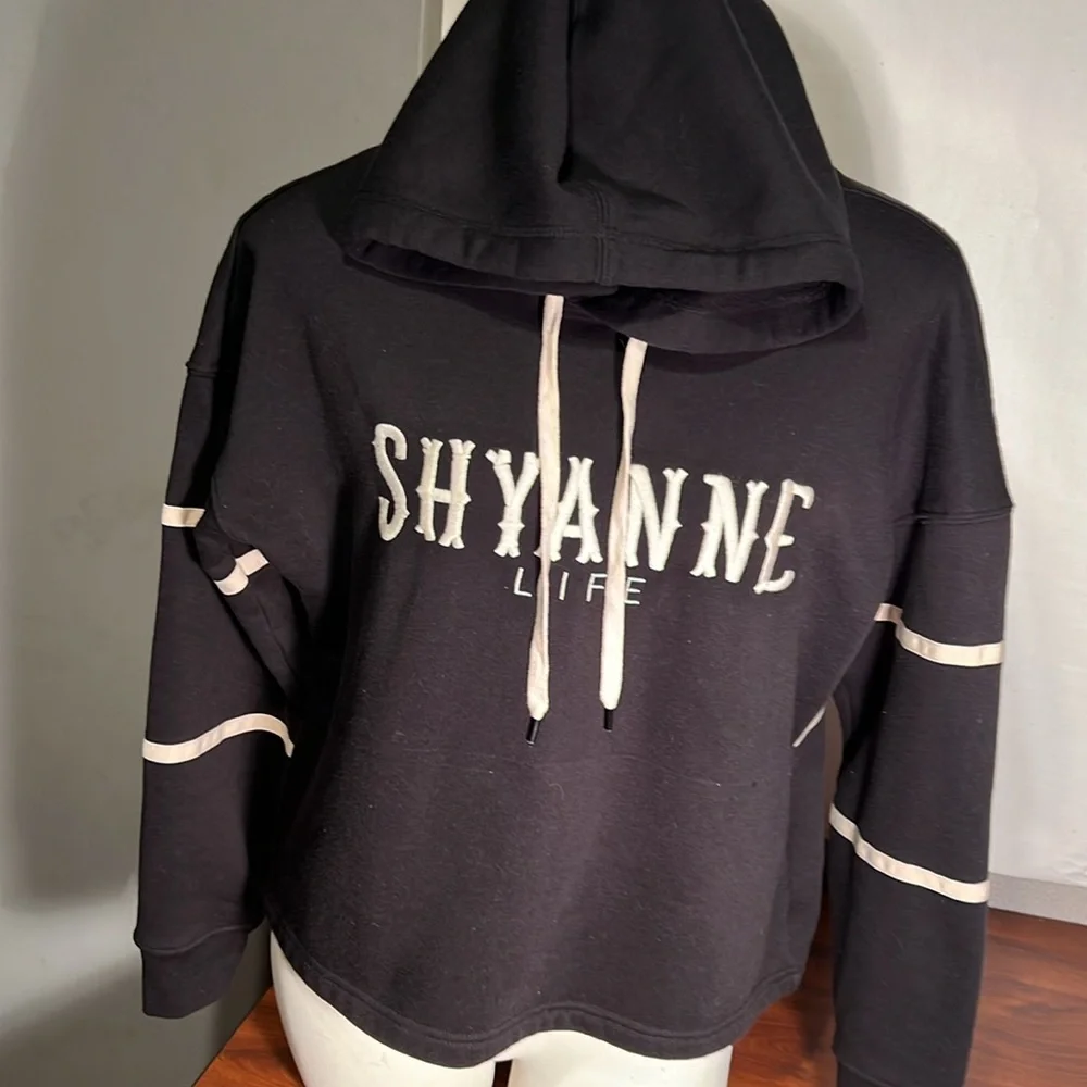 SHYANNE LIFE, Large black, and white hoodie, long sleeve GUC - Picture 1 of 5